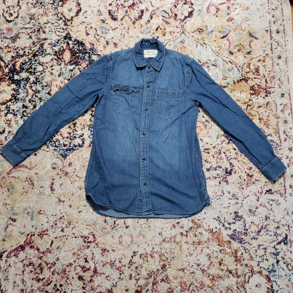 Madewell Chambray Denim Shirt Button Down Long Sleeve Size XS